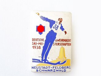 Abzeichen Deutsche Ski Meisterschaft Neustadt Schwarzwald 1938, wohl für Teilnehmer oder Ordner
