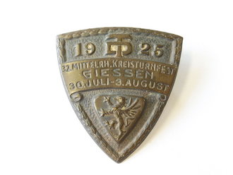 Blechabzeichen 32. Mittelrh. Kreisturnfest Giessen 30. Juli - 3. August 1925