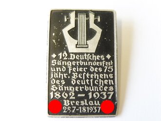 Leichtmetallabzeichen 12. Deutsches Sängerbundesfest und Feier des 75 jähr. Bestehens des deutschen Sängerbundes 1862-1937 Breslau 28.7.-1.8.1937