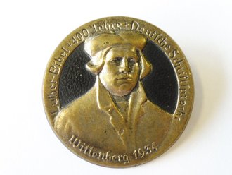 Leichtmetallabzeichen Luther Bibel + 400 Jahre Deutsche Schriftsprache Wittenberg 1934
