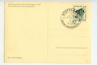Ansichtskarte Reichsgartenschau Stuttgart 1939, Nachtstimmung bei den Wasserspielen, datiert 1939