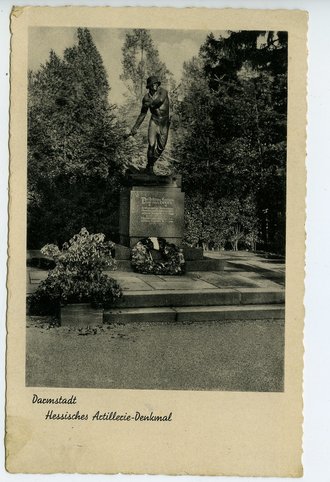 Ansichtskarte Darmstadt - Hessisches Artillerie Denkmal, datiert 1941