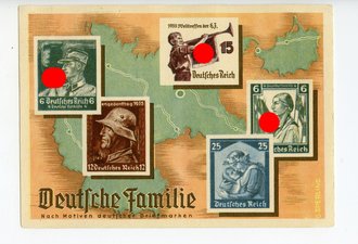 Ansichtskarte Deutsche Familie - Nach Motiven deutscher Briefmarken, datiert 1936
