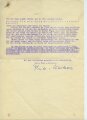 Thilo Freiherr von Werthern Ritterkreuzträger, eigenhändige Unterschrift auf Brief an Harry Truman, Präsident der USA  bezüglich der "Männer von Landsberg" datiert 1951