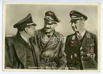 Oberst Adolf Galland Ritterkreuzträger. Eigenhändige Unterschrift auf Ansichtskarte