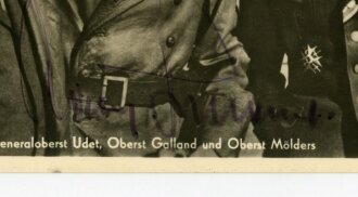 Oberst Adolf Galland Ritterkreuzträger. Eigenhändige Unterschrift auf Ansichtskarte