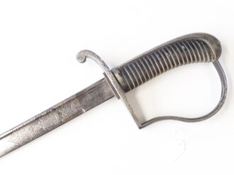 Sachsen Säbel für Artillerie M1874, Eisenhauer Damaststahlklinge mit Ätzung