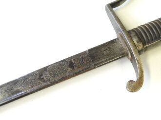 Sachsen Säbel für Artillerie M1874, Eisenhauer Damaststahlklinge mit Ätzung