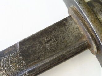 Sachsen Säbel für Artillerie M1874, Eisenhauer Damaststahlklinge mit Ätzung