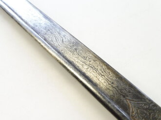 Sachsen Säbel für Artillerie M1874, Eisenhauer Damaststahlklinge mit Ätzung
