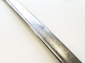 Sachsen Säbel für Artillerie M1874, Eisenhauer Damaststahlklinge mit Ätzung