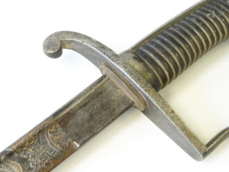 Sachsen Säbel für Artillerie M1874, Eisenhauer Damaststahlklinge mit Ätzung