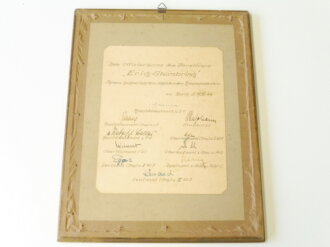 Karl Dönitz, original gerahmter Druck als Geschenk an den scheidenden Kommandaten des Zerstörers " Erich Steinbrinck" Kapitänleutnant Dietrich von Rödgisch-Ballas  datiert 17.11.44. Maße des Rahmens 31 x 40cm