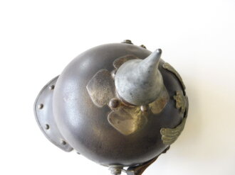 Preußen, Helm für Mannschaften Jäger zu Pferd, Hersteller  Helbing Sackewitz 1916. gereinigtes, leicht narbiges Stück, bei Kinnriemen ist mindestens das Leder neuzeitlich