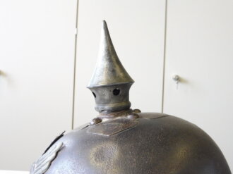 Preußen, Helm für Mannschaften Jäger zu Pferd, Hersteller  Helbing Sackewitz 1916. gereinigtes, leicht narbiges Stück, bei Kinnriemen ist mindestens das Leder neuzeitlich