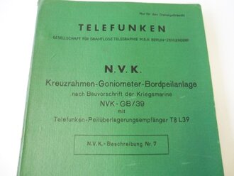 Beschreibung "Kreuzrahmen Goniometer Bordpeilanlage nach Bauvorschrift der Kriegsmarine mit Peilüberlagerungsempfänger T8L39"  63 Seiten plus Anlagen