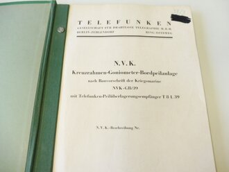 Beschreibung "Kreuzrahmen Goniometer Bordpeilanlage nach Bauvorschrift der Kriegsmarine mit Peilüberlagerungsempfänger T8L39"  63 Seiten plus Anlagen