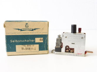 Luftwaffe Selbstschalter zur Sicherung der elektrischen Bordanlage gegen Überlastung und Kurzschluß. FL E 5000 01, ungebrauchtes Stück in der originalen Verpackung