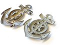 2 Metallauflagen für Armabzeichen der Marine, wohl Kaiserliche und Kriegsmarine
