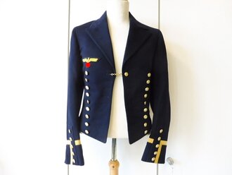 Kriegsmarine dunkelblaue Paradejacke in gutem Zustand, Kammerstück, Schulterbreite 44 cm, Armlänge 62 cm