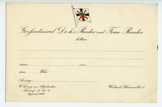 Einladungskarte von Großadmiral Reader und Frau, Blanko