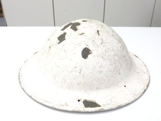 British WWII steel helmet , original white paint, liner...