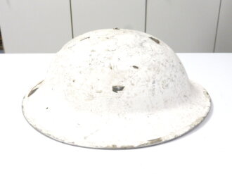 British WWII steel helmet , original white paint, liner...