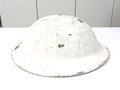 British WWII steel helmet , original white paint, liner is 1941 dated, uncleaned