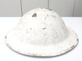 British WWII steel helmet , original white paint, liner is 1941 dated, uncleaned