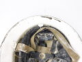 British WWII steel helmet , original white paint, liner is 1941 dated, uncleaned