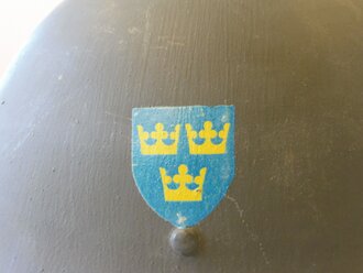 Schweden, Stahlhelm M26, zum Teil überlackiertes Stück