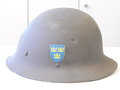 Schweden, Stahlhelm M21, wohl von der Armee überlackiertes Stück, Kinnriemen brüchig