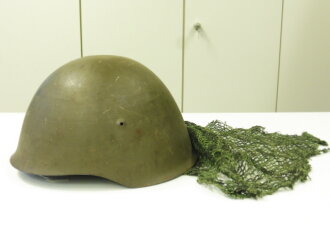 Portugal, Stahlhelm wohl 60iger Jahre, mit Tarnschleier,  Originallack