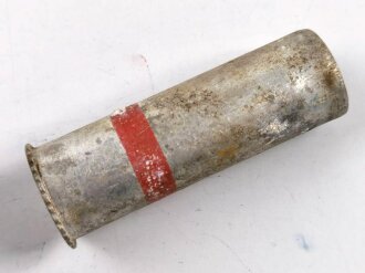 Abgeschossene Aluminiumhülse für die Signalpatrone Einzelstern Rot, datiert 1944, Hersteller ldc (Deutsche Pyrotechn. Fabriken G.m.b.H. Werk Cleebronn)