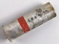 Abgeschossene Aluminiumhülse für die Signalpatrone Einzelstern Rot, datiert 1944, Hersteller ldc (Deutsche Pyrotechn. Fabriken G.m.b.H. Werk Cleebronn)