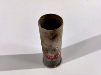 Abgeschossene Aluminiumhülse für die Signalpatrone Einzelstern Rot, datiert 1944, Hersteller ldc (Deutsche Pyrotechn. Fabriken G.m.b.H. Werk Cleebronn)