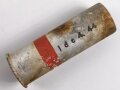 Abgeschossene Aluminiumhülse für die Signalpatrone Einzelstern Rot, datiert 1944, Hersteller ldc (Deutsche Pyrotechn. Fabriken G.m.b.H. Werk Cleebronn)