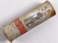 Abgeschossene Aluminiumhülse für die Signalpatrone Einzelstern Rot, datiert 1940, Hersteller Nicolaus