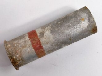 Abgeschossene Aluminiumhülse für die Signalpatrone Einzelstern Rot, datiert 1940, Hersteller Nicolaus