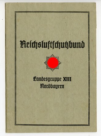 Reichsluftschutzbund Landesgruppe Nordbayern, Mitgliedsausweis von 1939