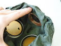 Saargruben AG, Luftschutz Volksgasmaske VM37 mit Filter in Bereitschaftsbüchse, die Maske defekt aber Nummerngleich mit der Aluminiumdose
