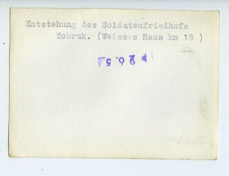 Afrikakorps, Entstehung des Soldatenfriedhofs Tobruk (weisses Haus km 18), Maße 7,5 x 10,5 cm