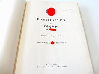 Dienstaltersliste der Schutzstaffel der NSDAP, Stand vom 1. Dezember 1938. Leicht gebraucht, guter Zustand