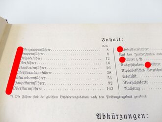 Dienstaltersliste der Schutzstaffel der NSDAP, Stand vom 1. Dezember 1938. Leicht gebraucht, guter Zustand