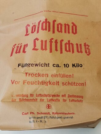 Papiertüte " Löschsand für Luftschutz"