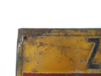 Blechschild " Zum  Luftschutzraum " Originallack, 14 x 42cm