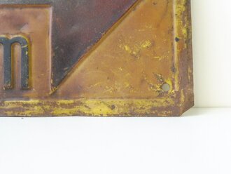 Blechschild " Zum  Luftschutzraum " Originallack, 14 x 42cm