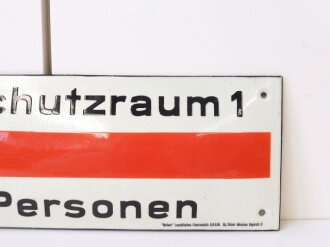 Emailschild " Luftschutzraum  50 Personen" 42 x 15cm, leuchtet im Dunkeln