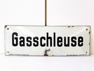 Emailschild " Gasschleuse" 42 x 15cm, leuchtet...