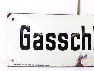 Emailschild " Gasschleuse" 42 x 15cm, leuchtet im Dunkeln